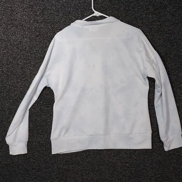 Pink Lily Light Blue Pull Over Sweatshirt Jacket with Zipper Collar - Picture 9 of 10